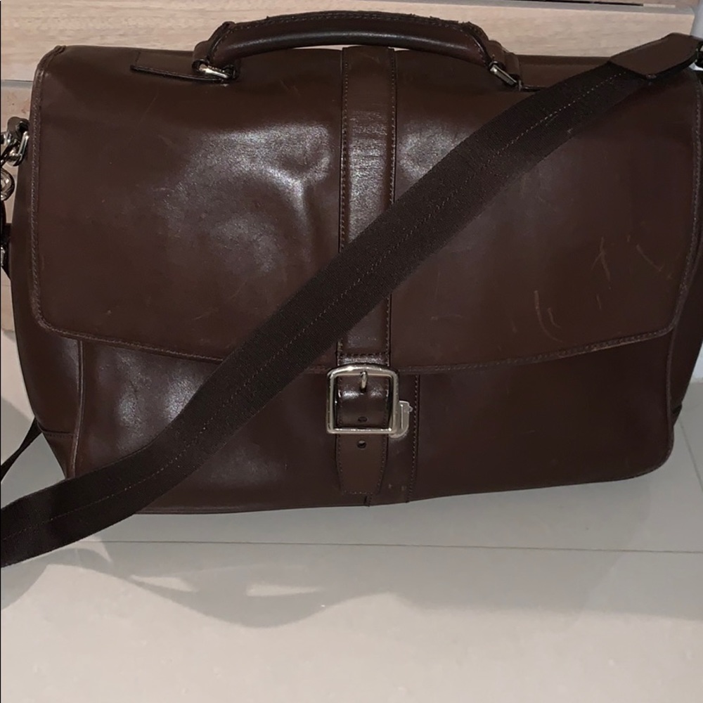Authentic Brown Leather Coach Briefcase